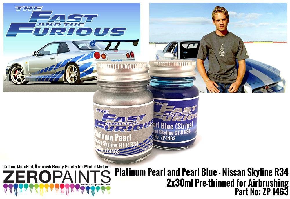 Peintures Zero Paints ZP-1463 Fast and Furious Platinum Pearl/Pearl Blue 2x30ml (Paul Walker Nissan Skyline R34)