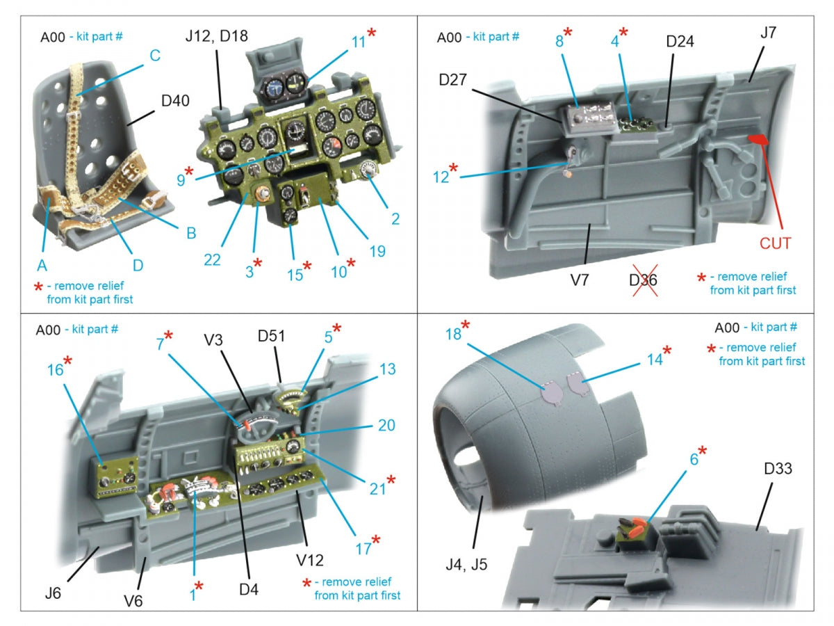 Intérieur imprimé en 3D et coloré sur papier décalcomanie (Eduard) pour Quinta Studio QD48610 A6M5 Zero (Nakajima Production) à l&amp;#39;échelle 1/48 – imagen 2