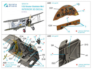 Intérieur imprimé en 3D et coloré sur papier décalcomanie (ICM) Quinta Studio QD32134 Gloster Gladiator Mk I 1/32 – immagine 6