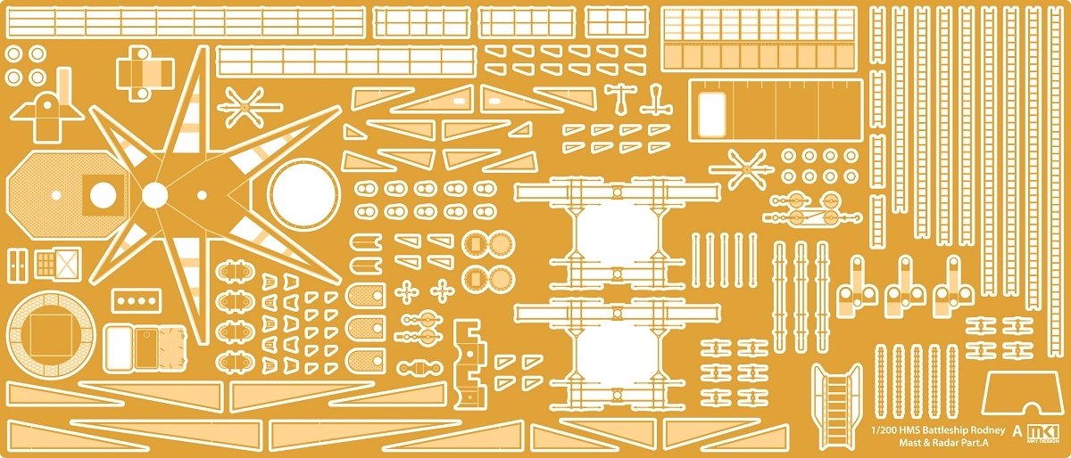 MK1 Design MS-20014 HMS RODNEY MAST&amp;amp;RADAR SET 1/200 – immagine 5