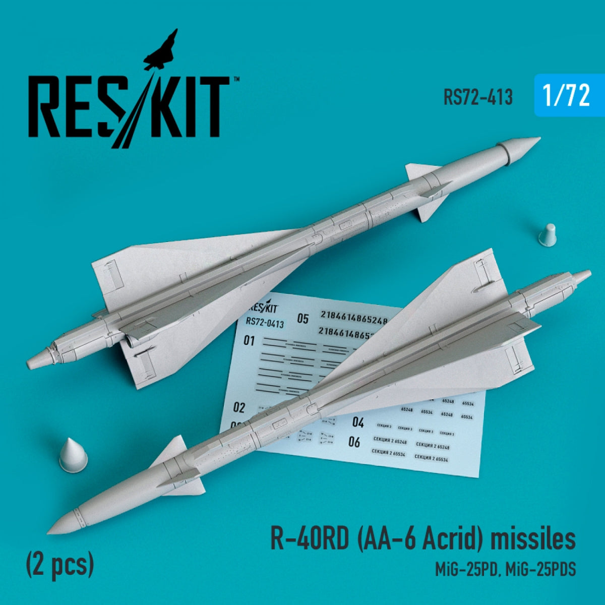 RESKIT RS72-0413 R-40RD (AA-6 ACRID) MISSILES (2 PIÈCES) (IMPRIMÉS EN 3D) 1/72
