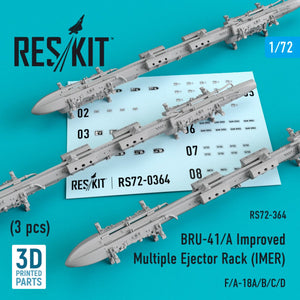 RESKIT RS72-0364 BRU-41/A RACK D&amp;#39;ÉJECTEURS MULTIPLES AMÉLIORÉ (IMER) (3 PIÈCES) 1/72