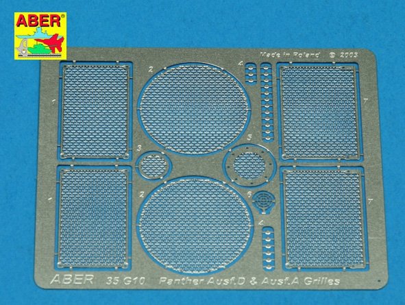 Grilles Aber 35G10 pour char allemand PzKpfw V Ausf.A/D Panther (Sd.Kfz.181) (1/35)