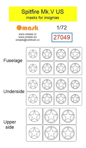 Omask 27049 Spitfire Mk.V US masks for insignias 1/72