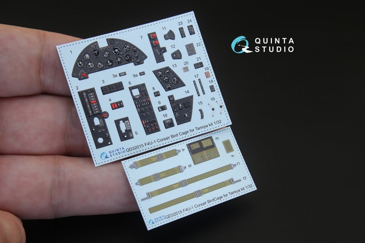 Intérieur imprimé en 3D et coloré sur papier décalcomanie pour le F4U-1 Corsair (modèle « cage à oiseaux ») de Quinta Studio QD32015 (pour maquette Tamiya) au 1/32 – image 2
