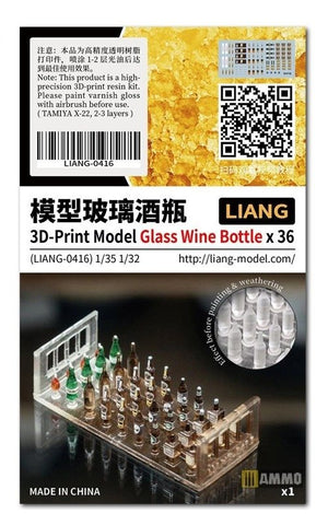 Liang 0416 Modèle imprimé en 3D Bouteille de vin en verre x 36 1/32 1/35 – imagen 3
