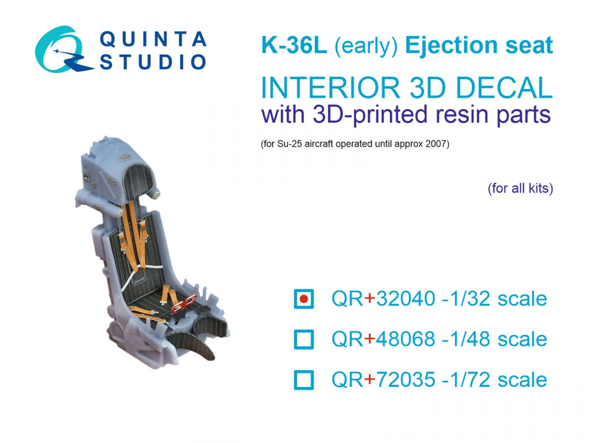 Quinta Studio QR+32040 Siège éjectable K-36L (première version) (pour avions Su-25 jusqu'en 2007) (Tous les kits) 1/32