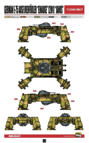 Modelcollect UA72139 Poing de guerre allemand WWII E-75 Ausf.Vierfubler Einauge [2 en 1] Janus (1/72) – immagine 6