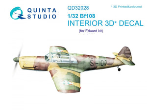 Intérieur imprimé en 3D et coloré sur papier décalcomanie Quinta Studio QD32028 Bf 108 (pour kit Eduard) 1/32