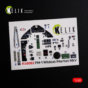 Décalcomanies 3D intérieures KELIK K48082 FM-1 Wildcat/Martlet Mk.V pour maquette Tamiya au 1/48 – image 2