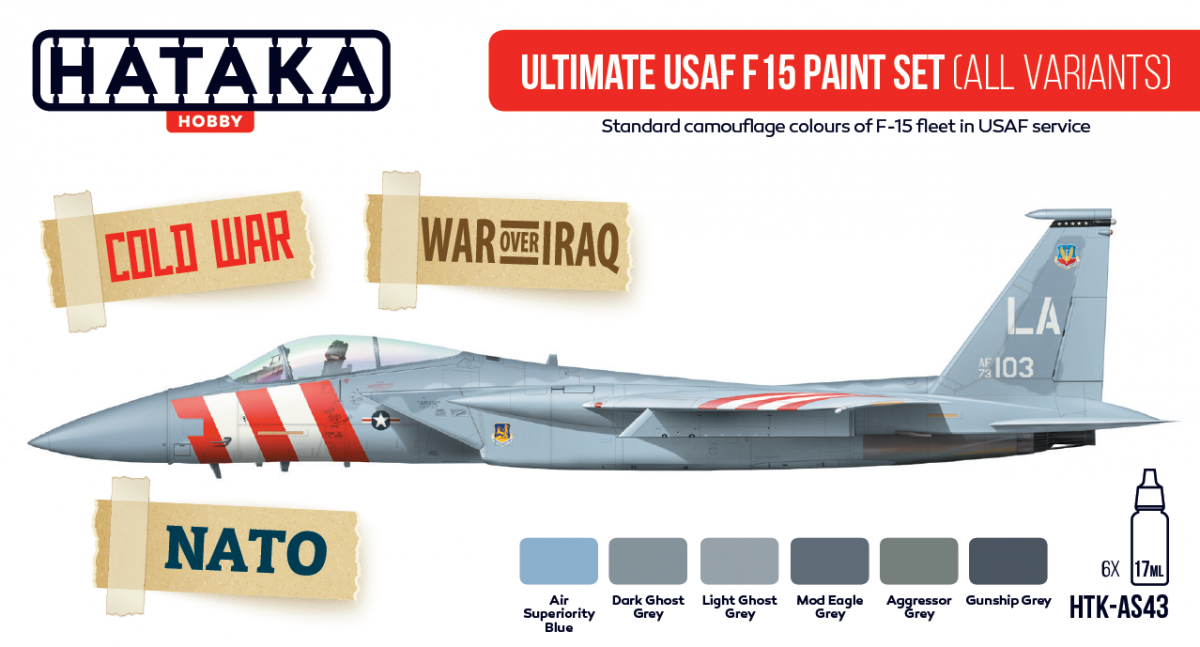 Kit de peinture Hataka HTK-AS43 Ultimate USAF F-15 (toutes variantes) (6 x 17 ml)