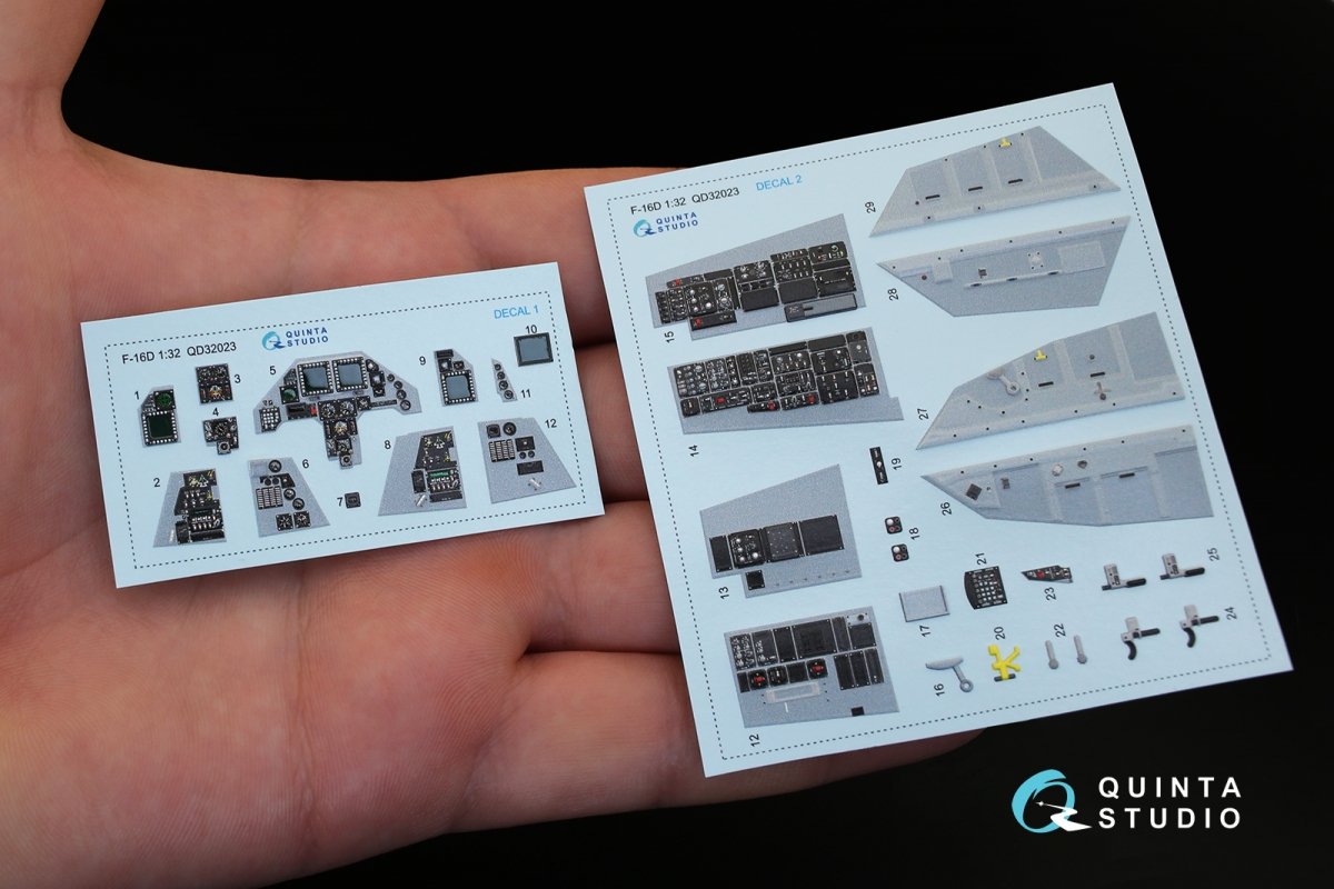 Intérieur imprimé en 3D et coloré sur papier décalcomanie Quinta Studio QD32023 F-16D (pour maquette Academy) 1/32 – immagine 2