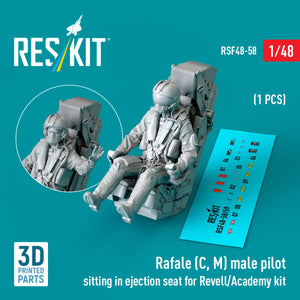 RESKIT RSF48-0058 Rafale (C, M) pilote féminine assise dans un siège éjectable pour maquette Revell/Academy (1 pièce) (Impression 3D) 1/48 – immagine 2