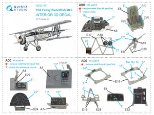 Intérieur imprimé en 3D et coloré sur papier décalcomanie Quinta Studio QD32115 Fairey Swordfish Mk.I (Trumpeter) 1/32  – Bild 2