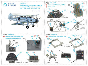 Intérieur imprimé en 3D et coloré sur papier décalcomanie Quinta Studio QD32117 Fairey Swordfish Mk.II (Trumpeter) 1/32 – image 2
