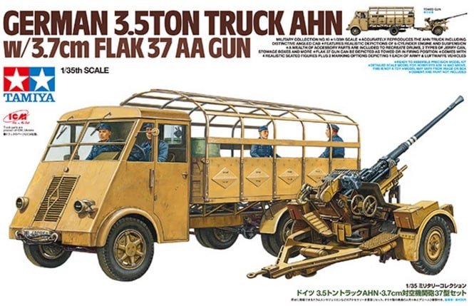 Tamiya 32410 Camion allemand AHN de 3,5 tonnes avec canon antiaérien Flak 37 de 3,7 cm, échelle 1/35