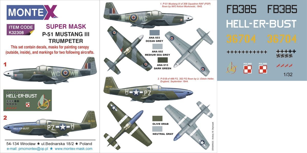 Montex K32308 P-51 Mustang III (RAF, USAAF) 1/32