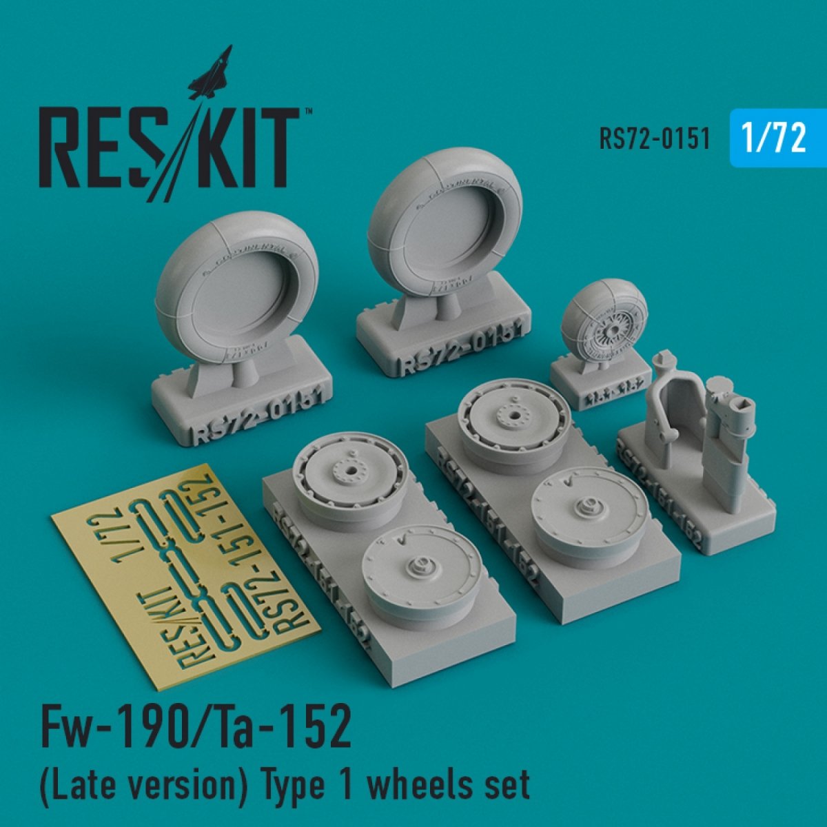 RESKIT RS72-0151 FW-190/TA-152 (VERSION TARDIVE) JEU DE ROUES TYPE 1 1/72