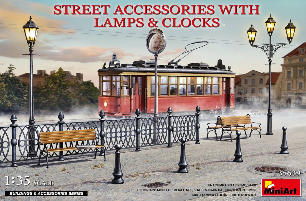 MiniArt 35639 ACCESSOIRES DE RUE AVEC LAMPES ET HORLOGES 1/35
