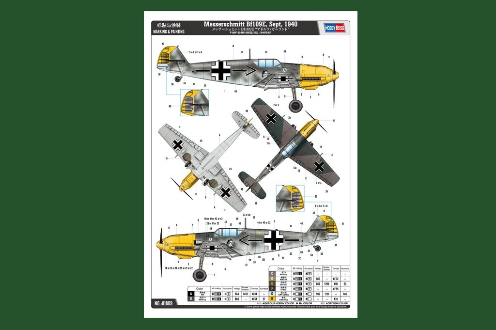 Hobby Boss 81809 Messerschmitt Bf109E Septembre 1940 1/18 – immagine 3