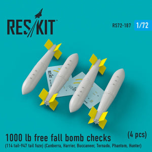 RESKIT RS72-0187 Vérifications de bombe à chute libre de 1000 lb (114 queue - 947 fusée de queue) (4 pièces) 1/72