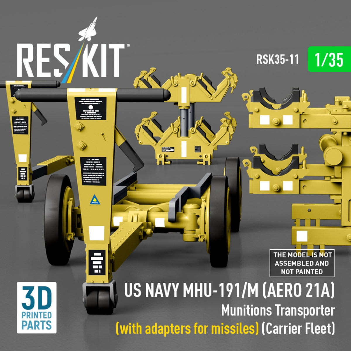 RESKIT RSK35-0011 US NAVY MHU-191/M (AERO 21A) Transporteur de munitions (avec adaptateurs pour missiles) (Porte-avions) (Maquette imprimée en 3D) 1/35 – imagen 5
