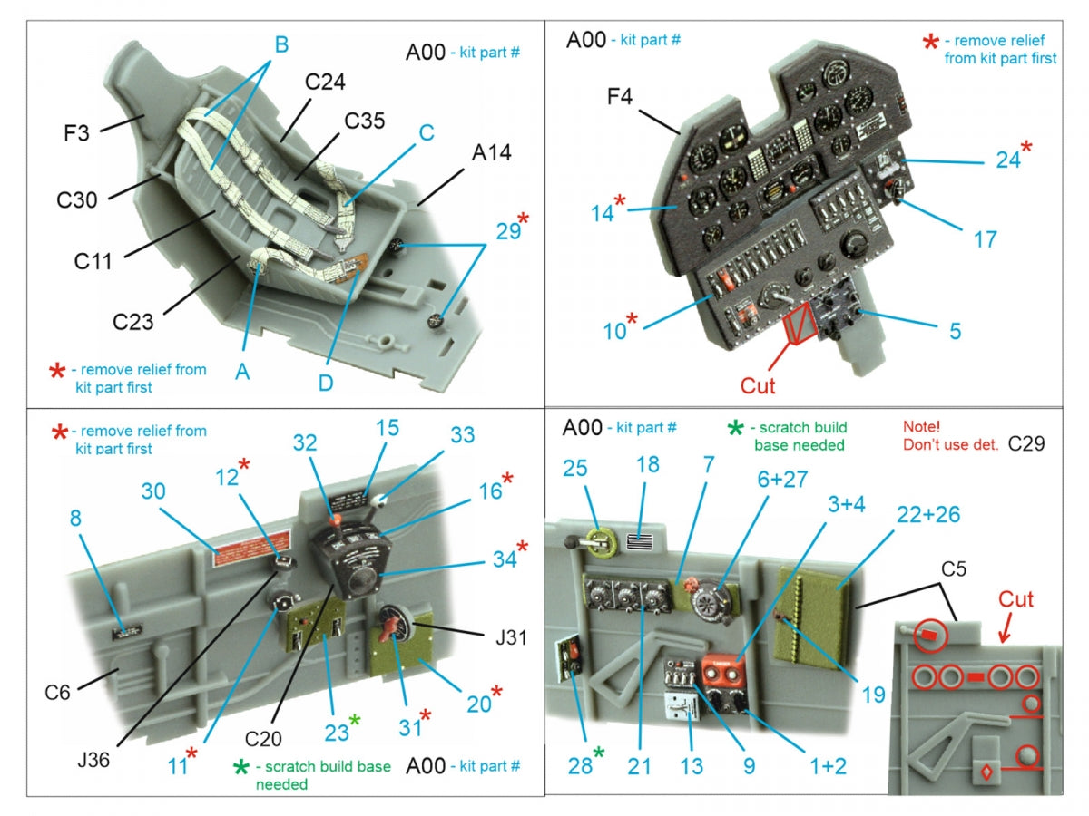 Intérieur imprimé en 3D et coloré sur papier décalcomanie Quinta Studio QD32162 P-40N Warhawk (Trumpeter) 1/32 – image 2