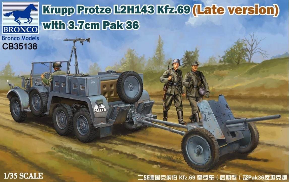 Bronco CB35138 Krupp Protze L2H143 Kfz.69 (version tardive) avec 3,7 cm Pak 36 1/35 