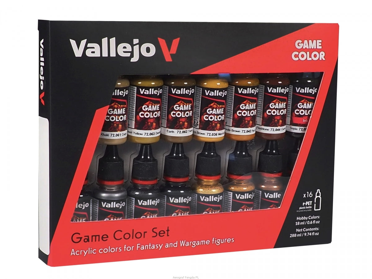 Vallejo 72189 Coffret de peinture pour jeux, cuir et métal, 16 x 18 ml