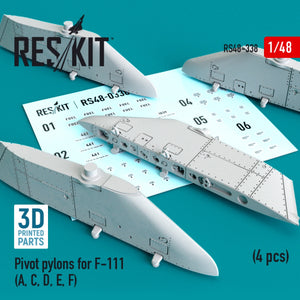 RESKIT RS48-0338 PYLÔNES DE PIVOT POUR F-111 (A, C, D, E, F) (4 PIÈCES) 1/48