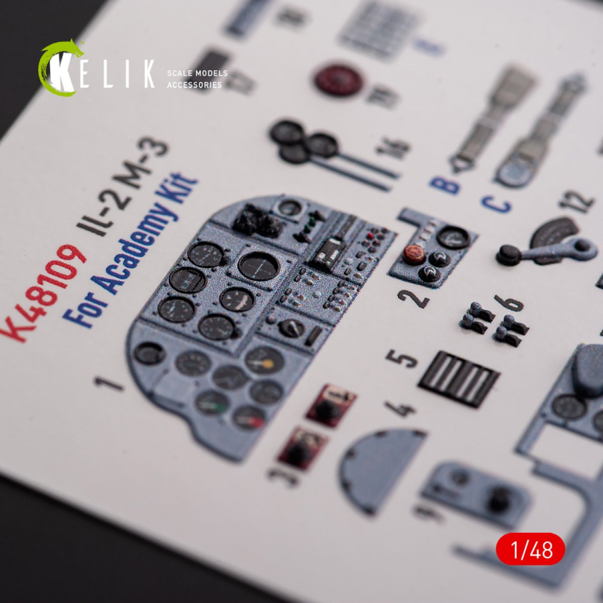 KELIK K48109 IL-2M3 - Décalcomanies 3D intérieures pour maquette Academy/Accurate Miniatures au 1/48 – image 2