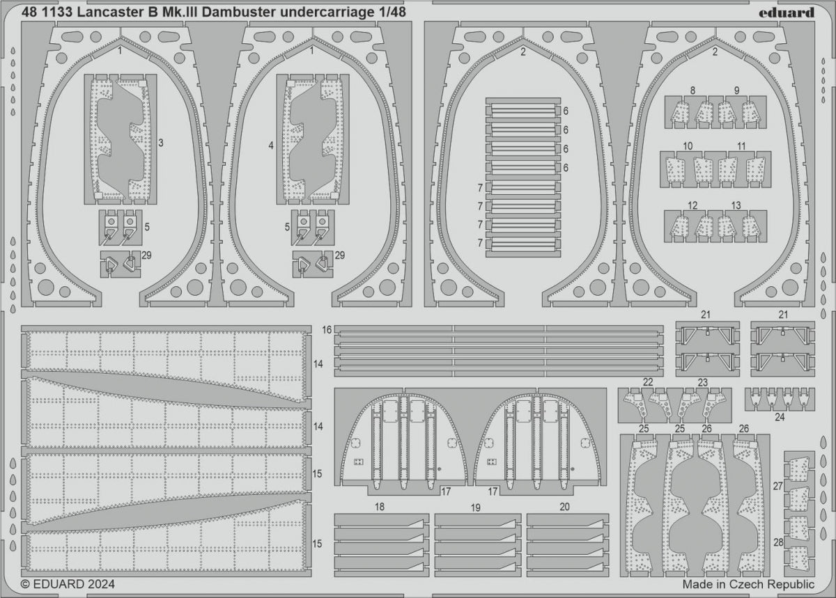 Train d'atterrissage du Lancaster B Mk. III Dambuster, maquette Eduard 481133, HONG KONG MODELS, échelle 1/48