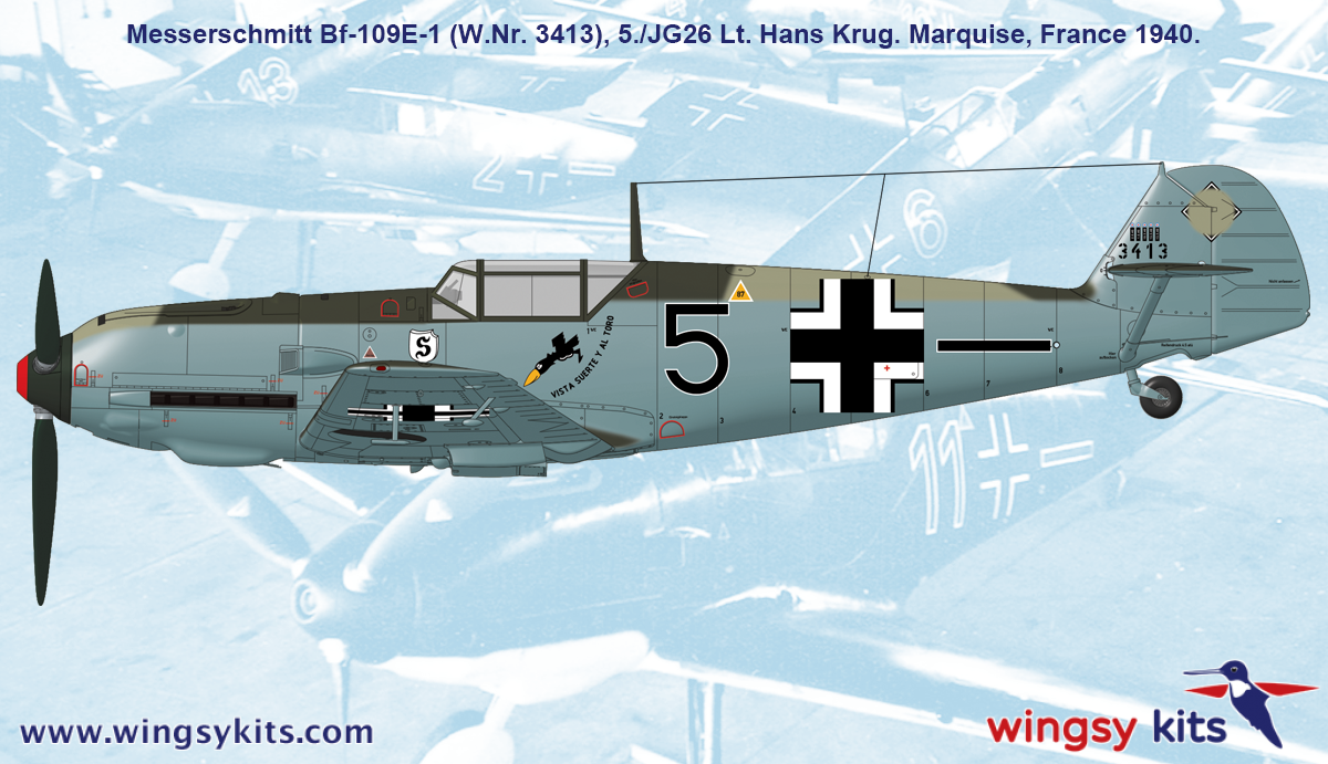 Maquette Wingsy D5-07 Chasseur allemand de la Seconde Guerre mondiale MESSERSCHMITT Bf 109 E-1 1/48 – image 16