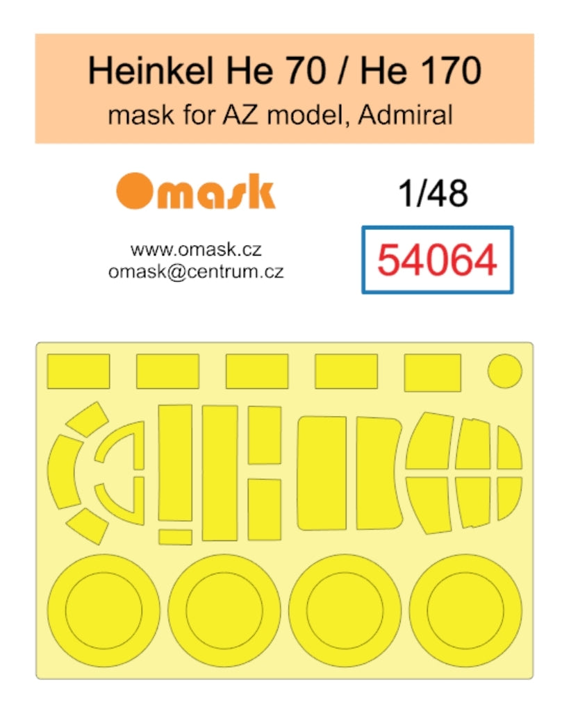 Masque Omask 54064 Heinkel He 70 / He 170 (pour modèle AZ, Admiral) 1/48