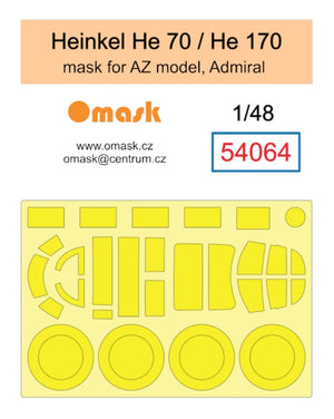 Masque Omask 54064 Heinkel He 70 / He 170 (pour modèle AZ, Admiral) 1/48