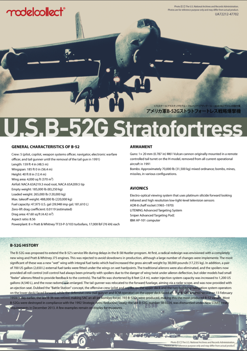 Maquette Modelcollect UA72212 Bombardier stratégique B-52 Stratofortress de l&amp;#39;USAF, nouvelle version, échelle 1/72 – Bild 5