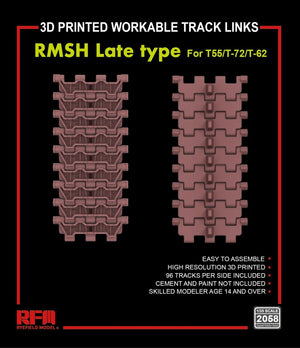 Maquette Rye Field 2058 RMSH Type tardif pour T55/-72/T-62, chenilles fonctionnelles imprimées en 3D, échelle 1/35