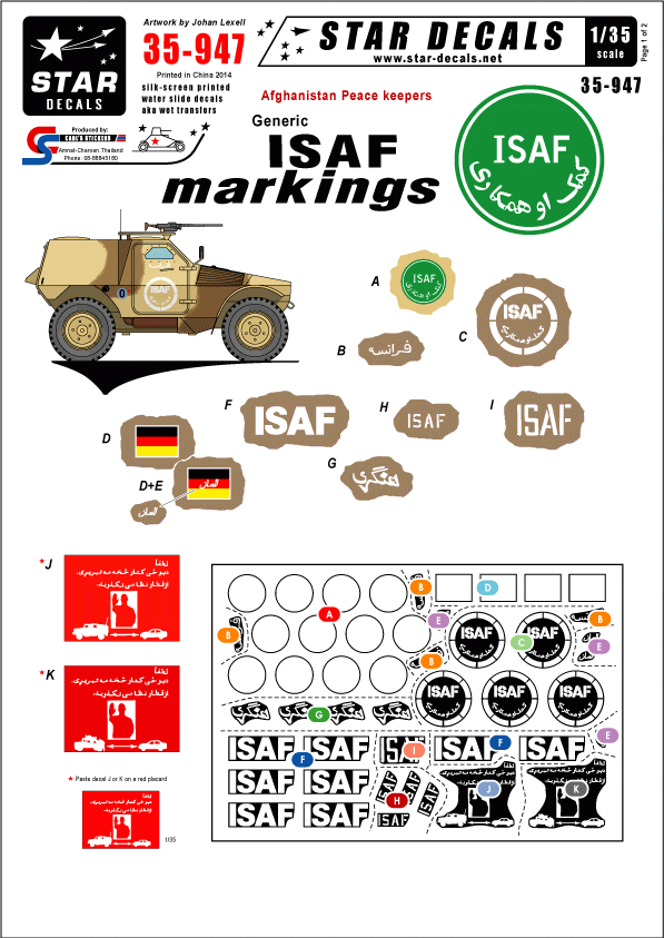 Star Decals 35-947 Marquages ​​génériques ISAF 1/35