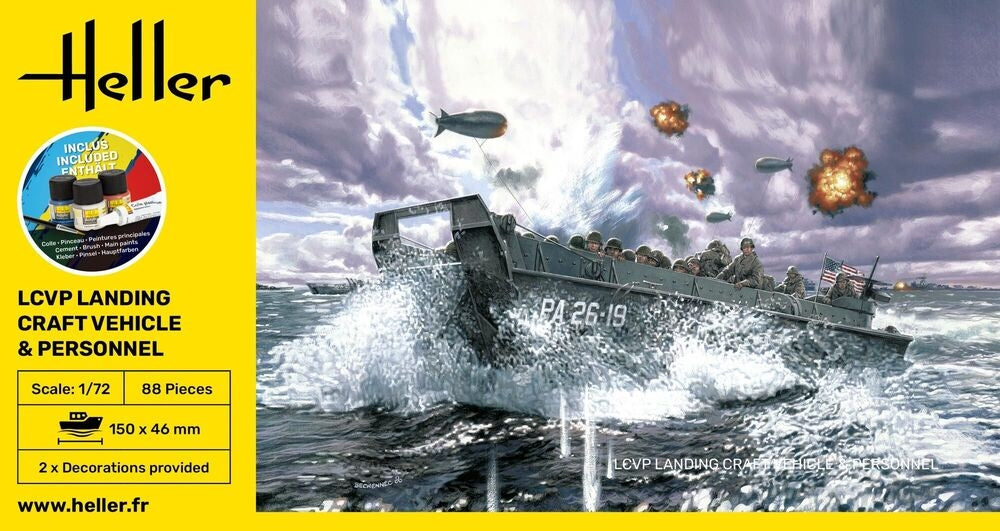 Heller 56995 LCVP Landing Craft Vehicle &amp;amp; Personal - Starter Kit 1/72