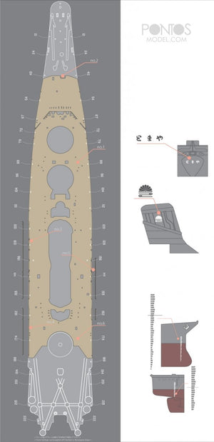 Pontos 35029WD1 IJN Yamato Jeu de pont en bois 1945 (1/350) – imagen 4