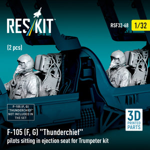 RESKIT RSF32-0068 F-105F/G "Thunderchief" pilots sitting in ejection seat for Trumpeter kit (2 pcs) (3D Printed) 1/32