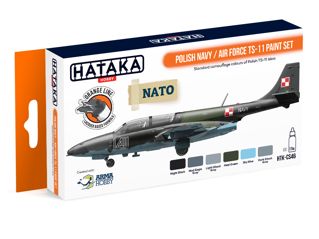Kit de peinture Hataka HTK-CS46 pour la marine/armée de l'air polonaise TS-11 (6 x 17 ml)