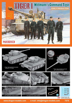 Dragon 7575 Tiger I Première production, Tigre de commandement de Wittmann (1/72)