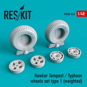 RESKIT RS48-0336 HAWKER TEMPEST/TYPHOON ENSEMBLE DE ROUES TYPE 1 (LESTÉ) 1/48