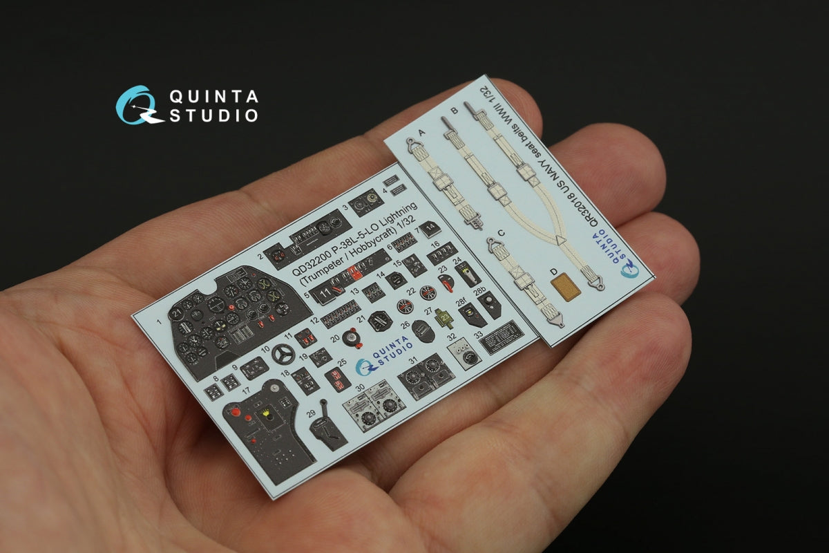 Intérieur imprimé en 3D et coloré sur papier décalcomanie Quinta Studio QD32200 P-38L-5-LO Lightning (Trumpeter/Hobbycraft) 1/32  – image 8