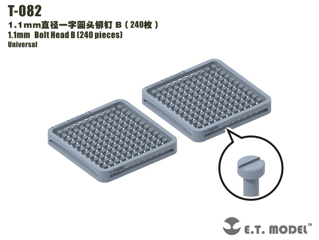 Rivets ET Modèle T-082 Tête de boulon 1,1 mm B (240 pièces)