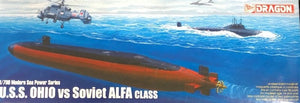 Dragon 7002 USS Ohio (SSBN 726) SSN soviétique de classe Alfa, Tu95 Bear D, Ka-25B Hormone USS Ohio contre classe Alfa soviétique 1/700
