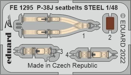 Ceintures de sécurité Eduard FE1295 P-38J en acier Tamiya 1/48