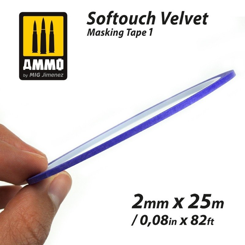 AMMO de Mig Jimenez 8240 SOFTOUCH VELVET MASKING TAPE 1 (2mm X 25M) – image 2
