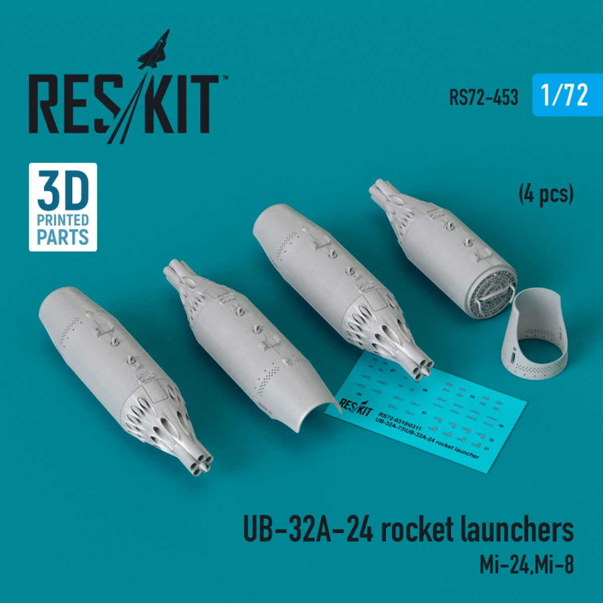 Lance-roquettes RESKIT RS72-0453 UB-32A-24 (4 pièces) (Impression 3D) 1/72